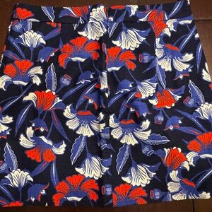J. Crew Navy and Red Floral Skirt